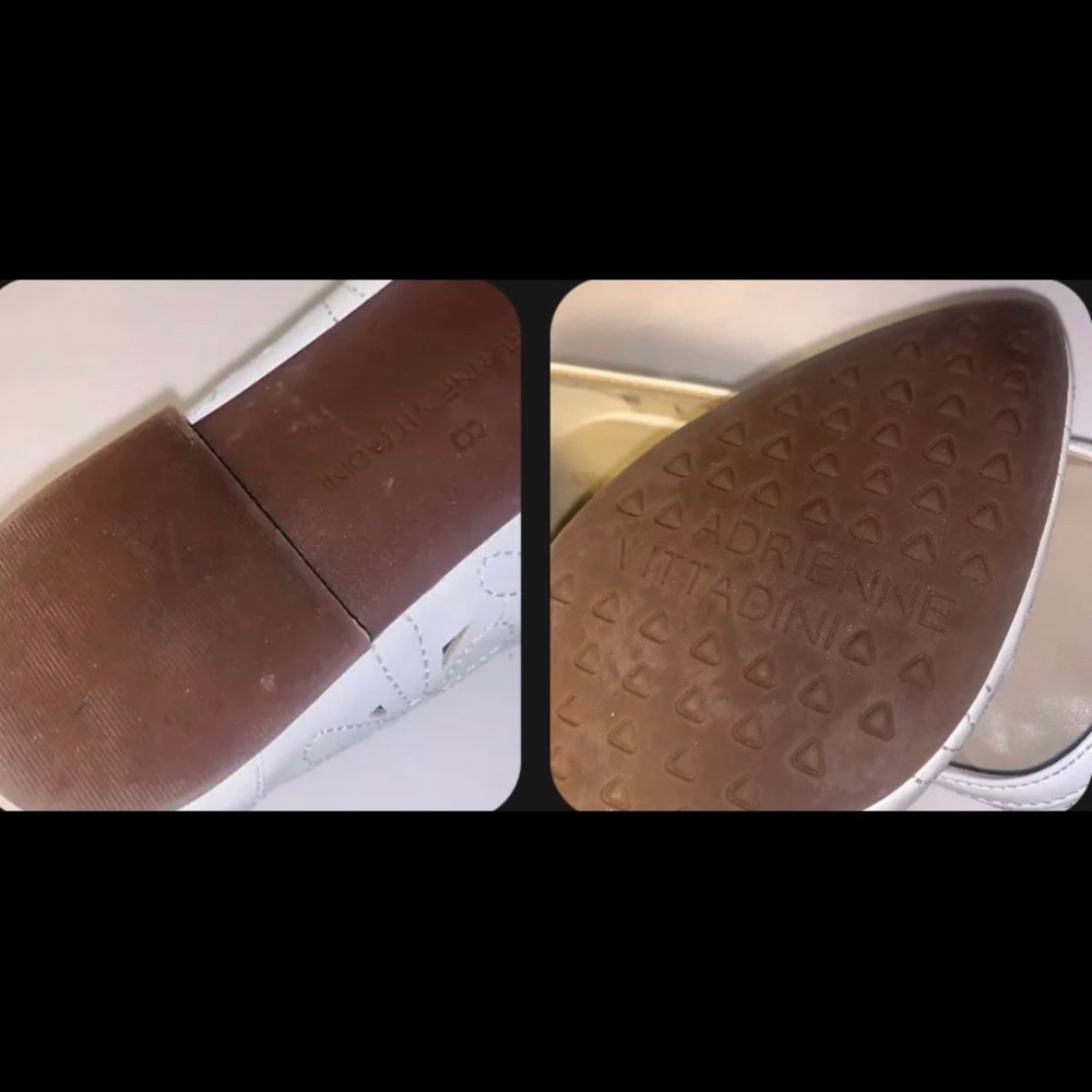 Adrienne Vittadini Women's White Leather Flower Print Low Heel Flats Size 8 - Picture 2 of 2